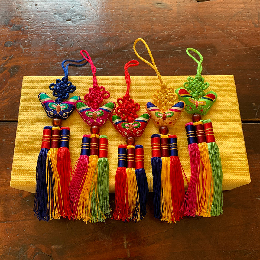 Korean Butterfly Embroidery & Tassel Norigae Set (5 Colors)
