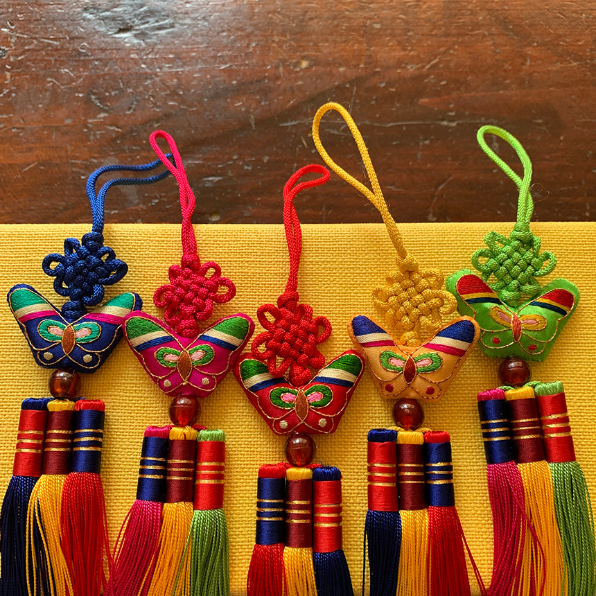 Korean Butterfly Embroidery & Tassel Norigae Set (5 Colors)