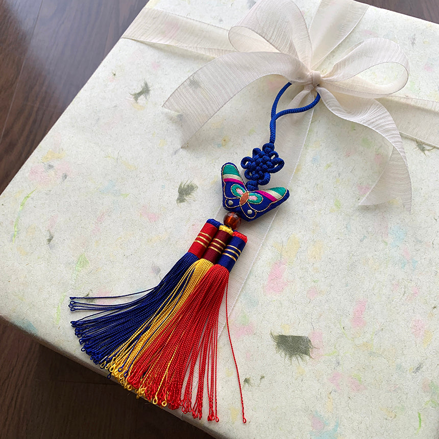 Korean Butterfly Embroidery & Tassel Norigae Set (5 Colors)