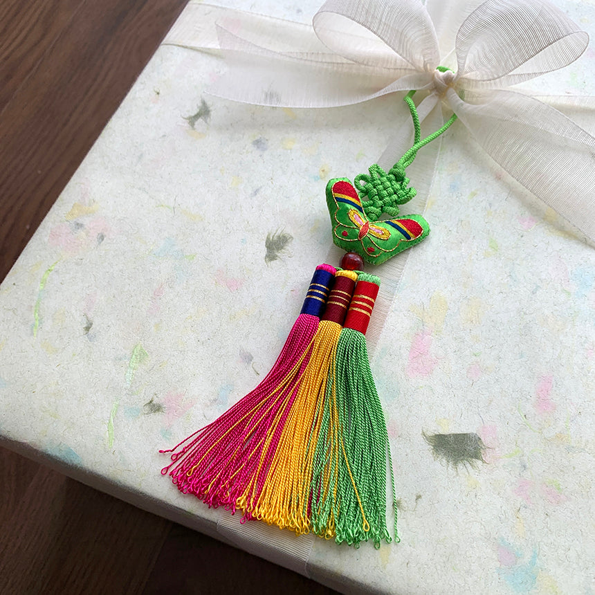 Korean Butterfly Embroidery & Tassel Norigae Set (5 Colors)