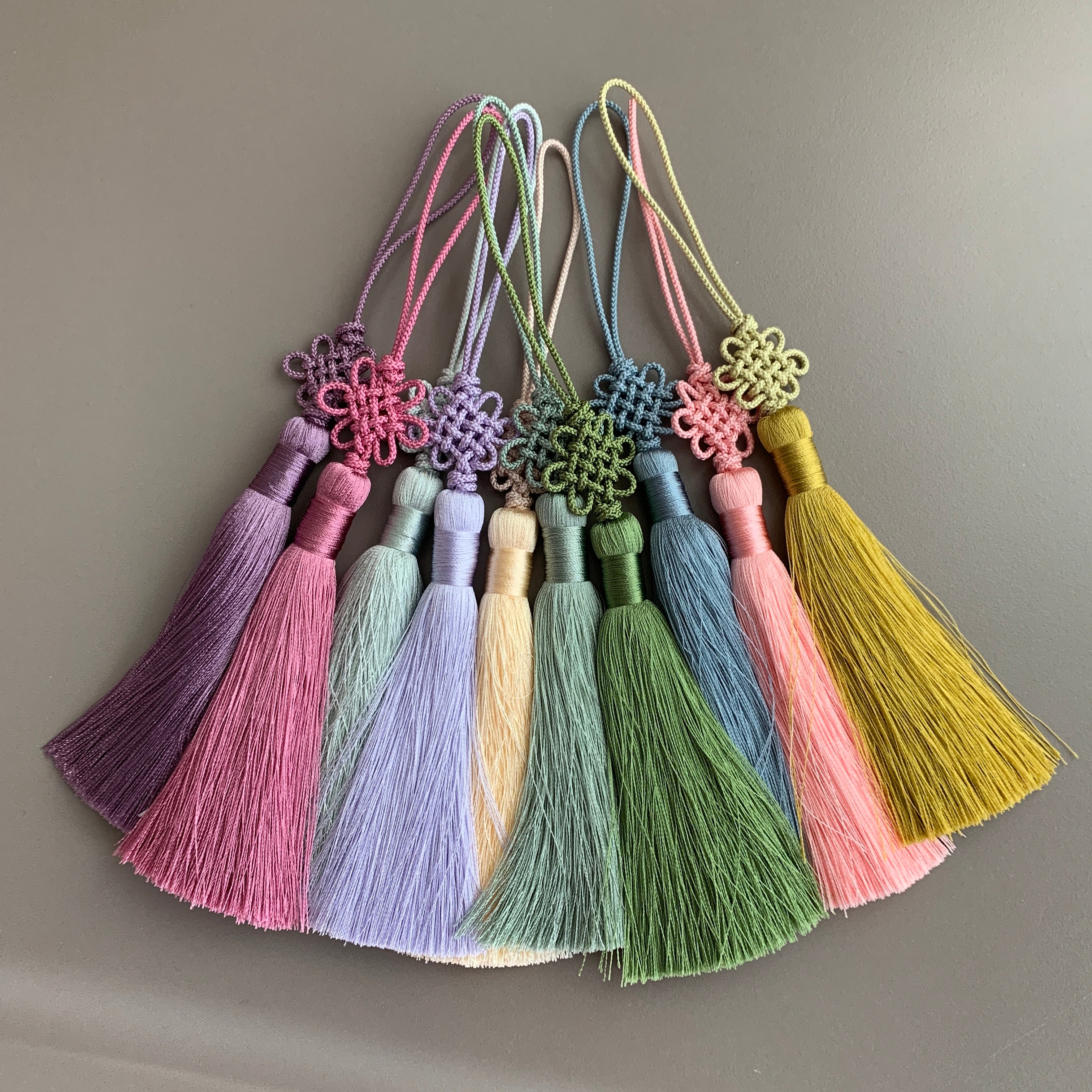 Korean Tassel Norigae – Chrysanthemum Knot | Pastel Set of 10